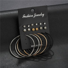 Load image into Gallery viewer, LETAPI Fashion 12 pair/set Women Statement Crystal Stud Earrings for Women Piercing Simulated Pearl Flower Earrings