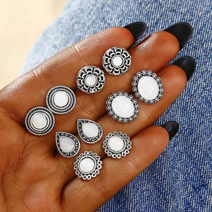 2019 New Hot Sell Small Stud Earrings Set For Women Girl Punk Stud Earrings Set Personality Party Jewelry Fashion Brincos